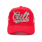 Cult's Paisley Shimuchan Logo Mesh Back Trucker Hat in Red 624B10-CH73B