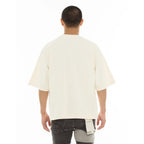 Cult's Oversized Short Sleeve Crew Neck Tee "Scribble Logo" in Winter White S626A5-K39A