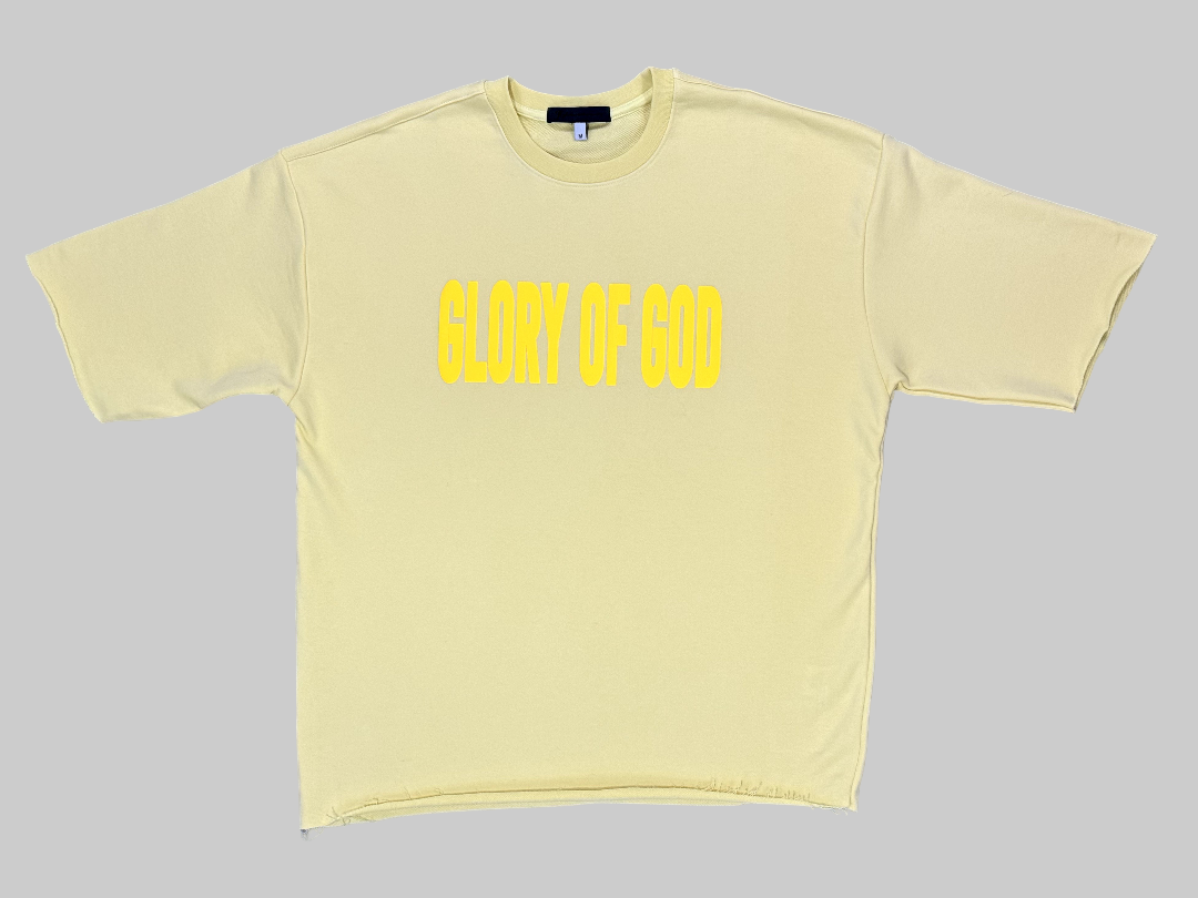 Glory of God Oversized T-Shirt - Bright Yellow with Classic Font