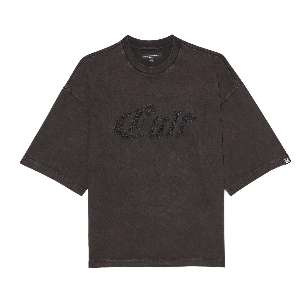 Cult's Oversized Short Sleeve Crew Neck Tee "Metal Logo" in Vintage Charcoal 626A1-K44A