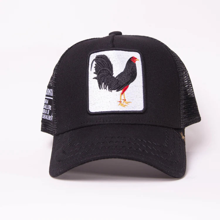 GOLD STAR HAT - NEW ROOSTER BLACK TRUCKER HAT
