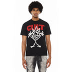 Cult's Heavyweight Short Sleeve Crew Neck Tee "Illusion" in Black  625B7-K30A-S