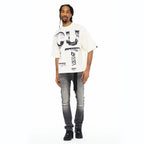 Cult's Oversized Short Sleeve Crew Neck Tee "Cult Newspaper" 260 Gr In Winter White  626B8-K29A