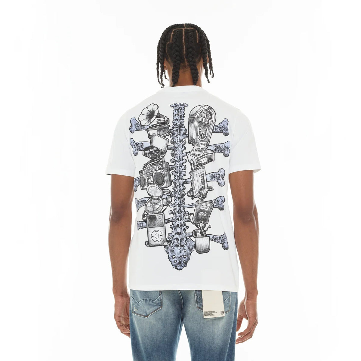 Cult's Short Sleeve Crew Neck Tee "Evolution" in White  626A1-K24A