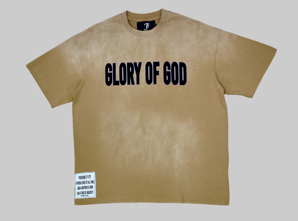 Glory of God Oversized Half Sleeve T-Shirt - Light Brown