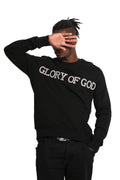 Glory of God Oversized Sweatshirt- Black- rhinestones print