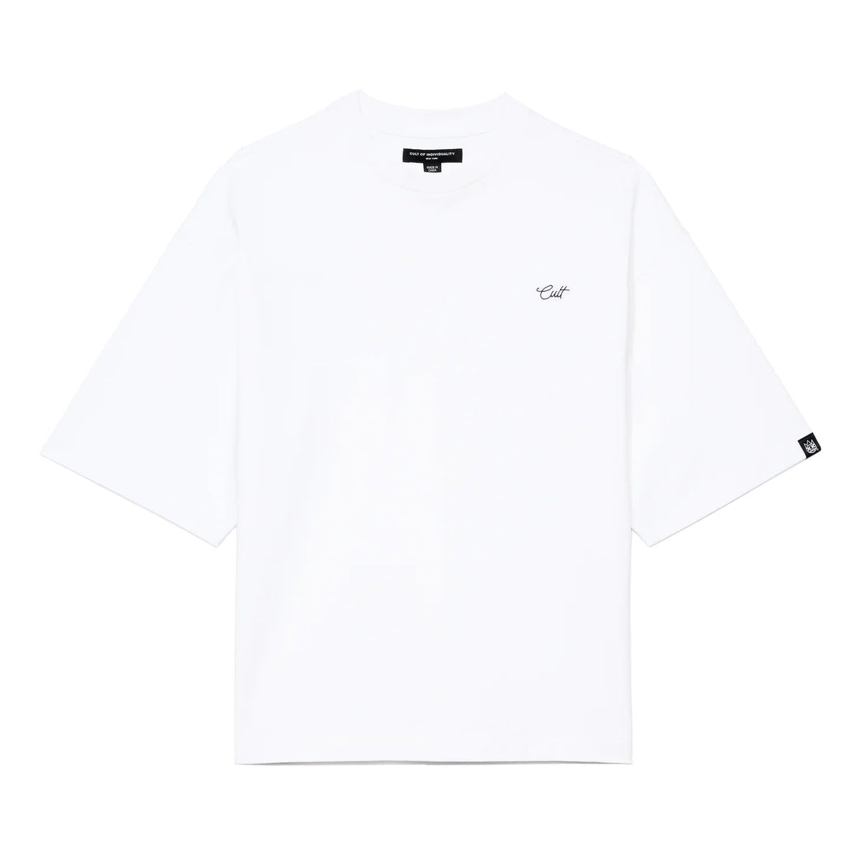 Cult's Oversized Short Sleeve Crew Neck Tee In White 626BC-K95A