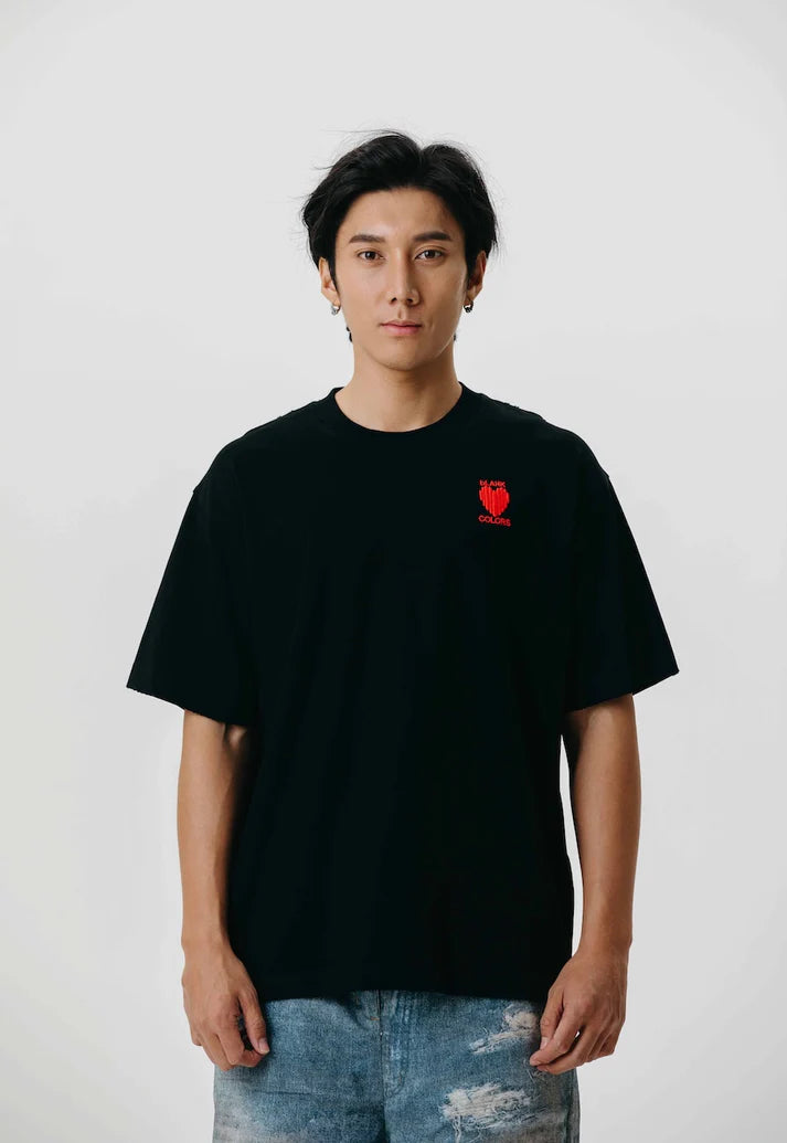 Blahk Colors  BLACK  Heart Mark Tee Oversized