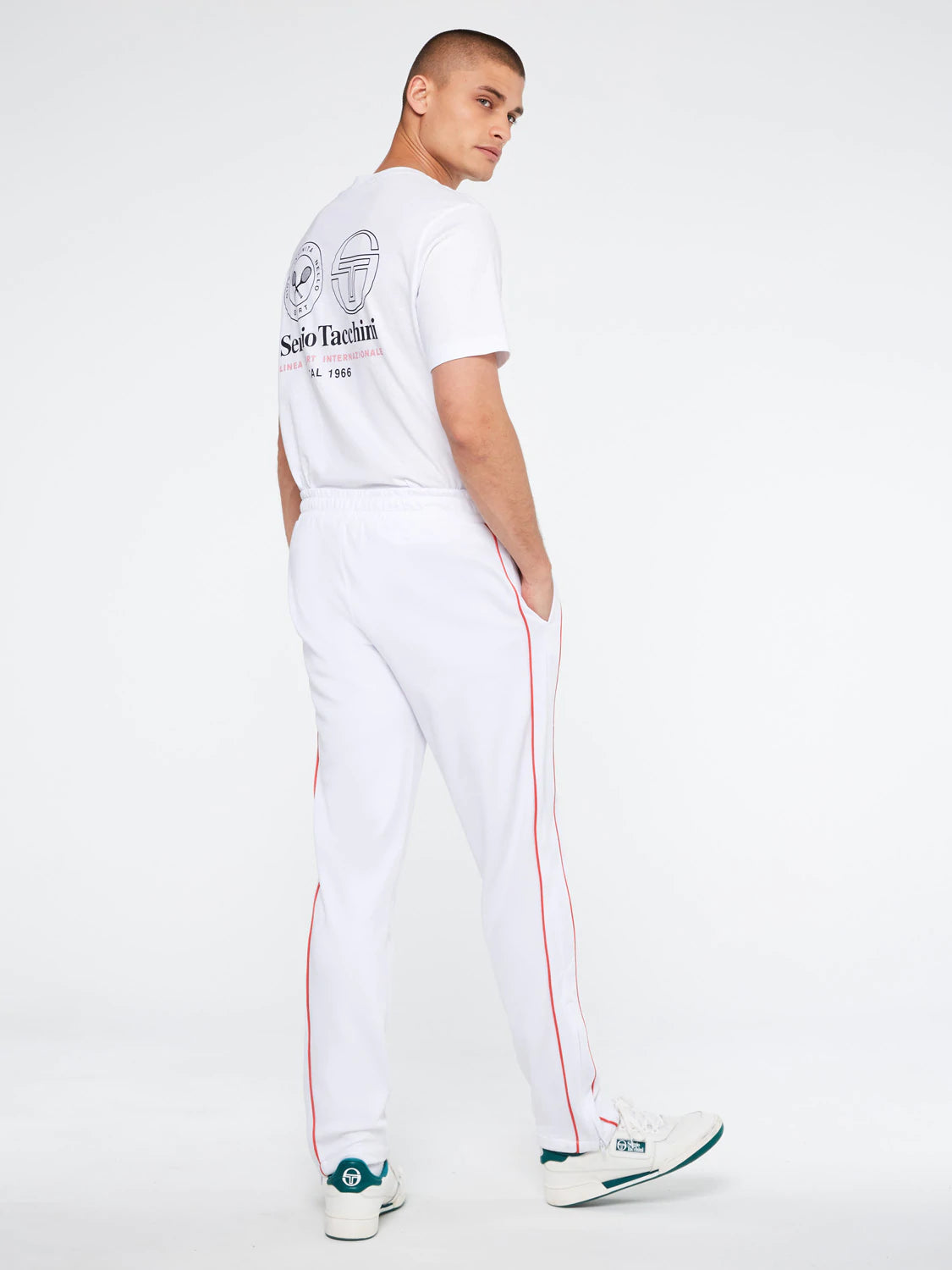 AMISCORA TRACK PANTS ARCHIVIO-WHITE/GRENADINE/JOLLY GREEN