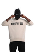 Glory of God Oversized Sweatshirt- Beige- Black print