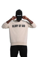Glory of God Oversized Sweatshirt- Beige- Black print
