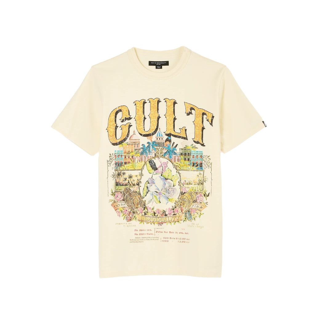 Cult's Heavyweight Short Sleeve Crew Neck Tee "Cuba" in Winter White