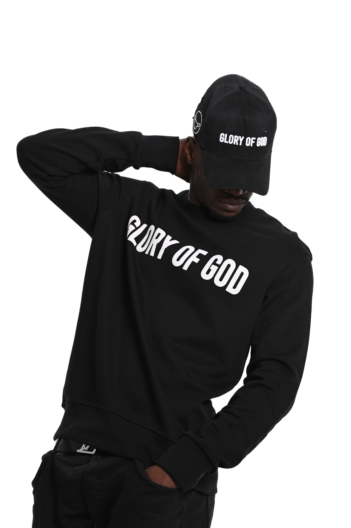 Glory of God Oversized Sweatshirt- Black- White print