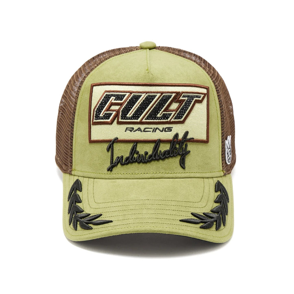 Cult's Mesh Back Trucker Hat "Cult Racing" In Olive 626BC-CH54A