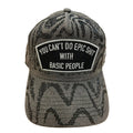 CULT 5 PANEL A FRAME TRUCKER HAT "EPIC SHIT" SWIRL CRYSTALS (BLACK DENIM)