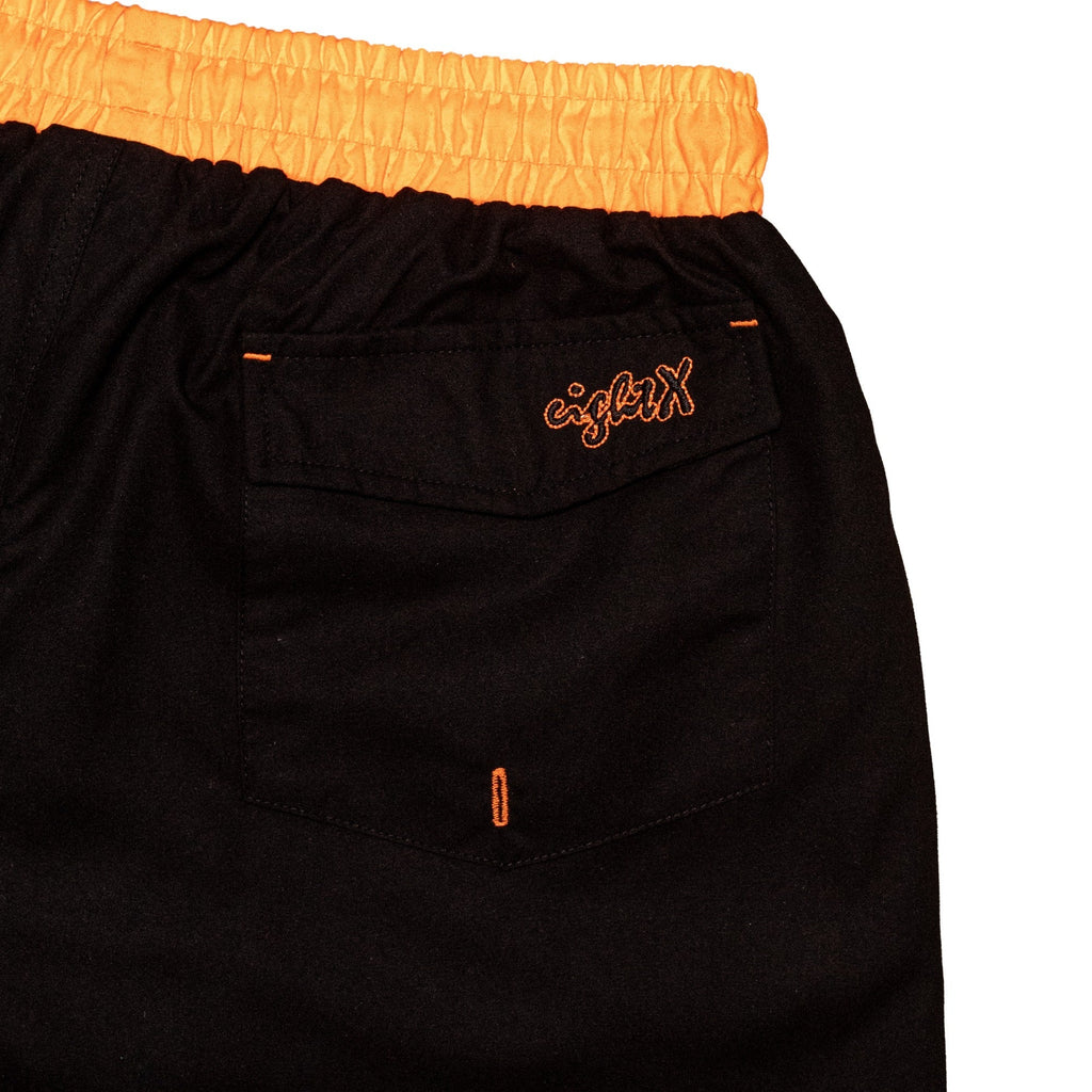 Eight X Men's Black Swim Trunks With Neon Orange Trim