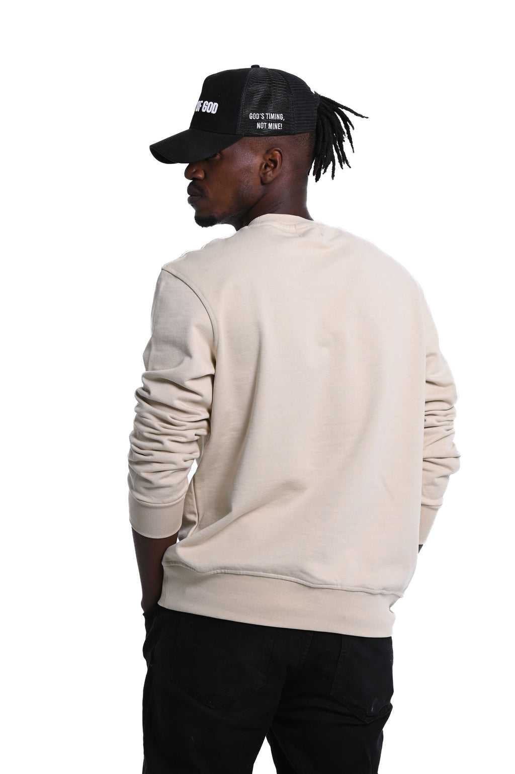 Glory of God Oversized Sweatshirt- Beige- Black print