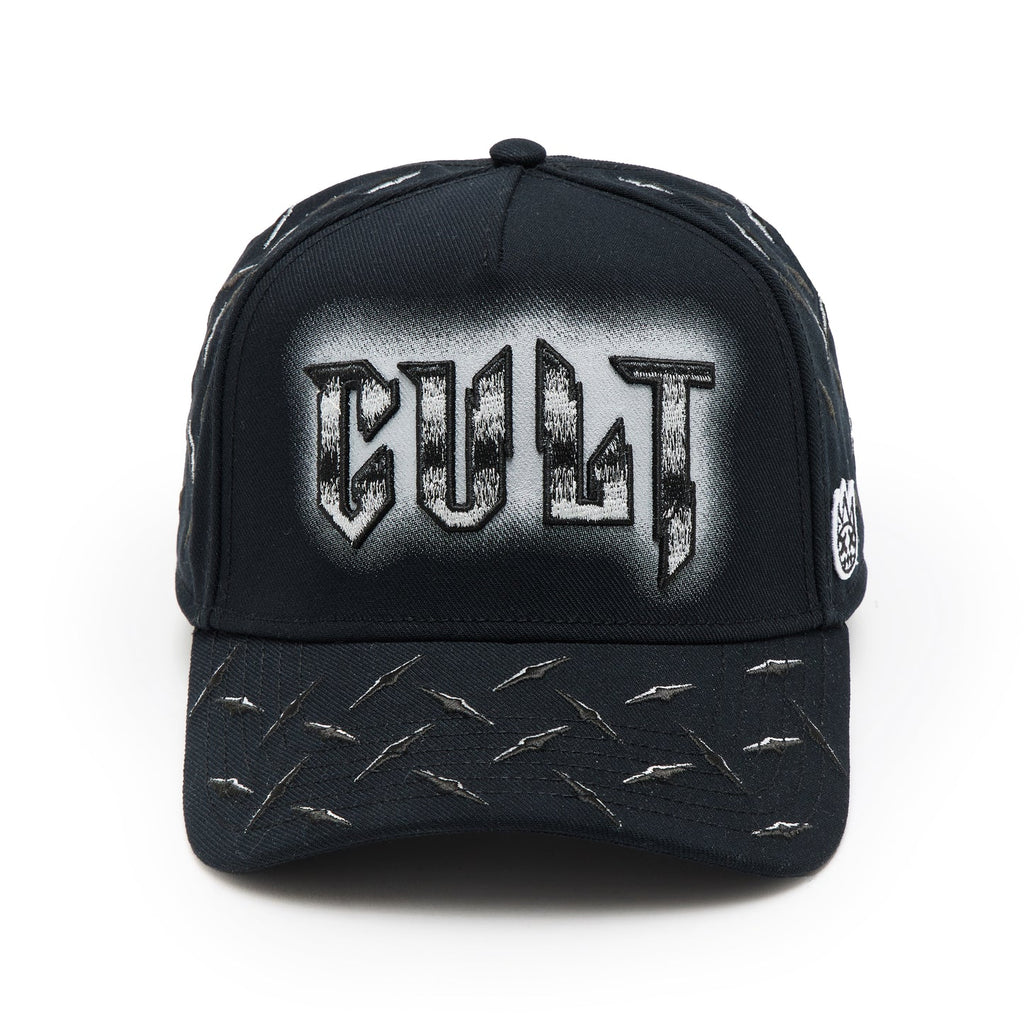 Cult's Logo Mesh Back Trucker Hat "Instruments" in Black 625BC-CH103A
