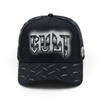 Cult's Logo Mesh Back Trucker Hat "Instruments" in Black 625BC-CH103A