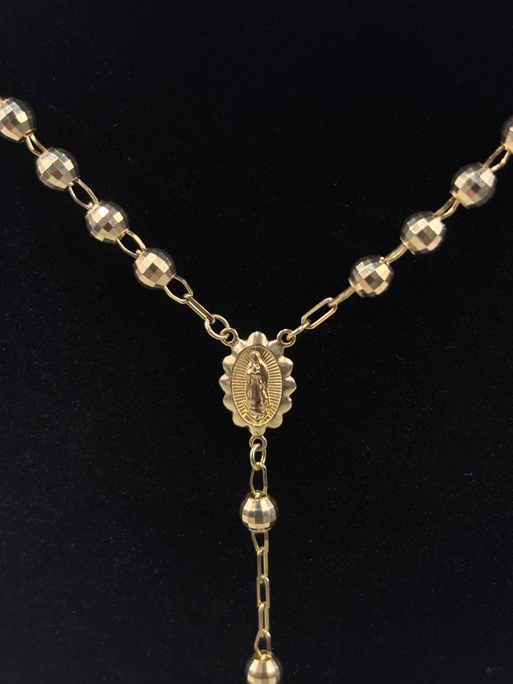 Devotional 14k Pure Gold Rosary Necklace