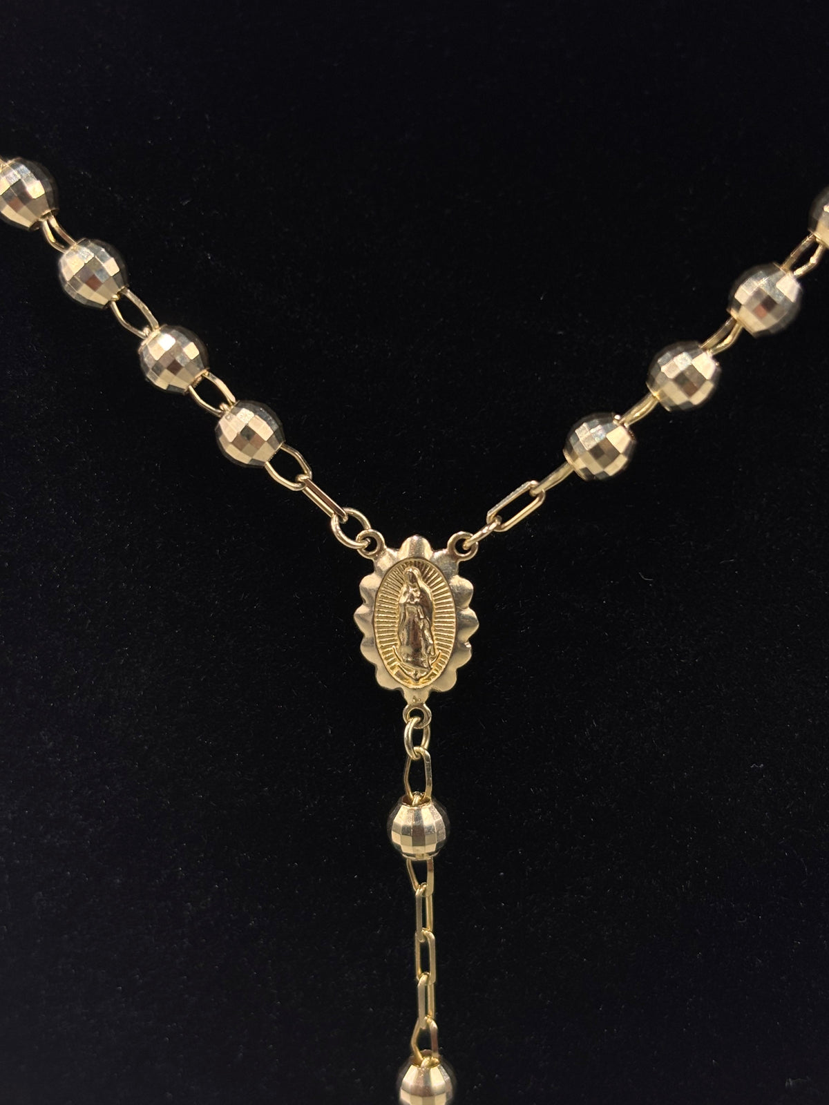 Devotional 14k Pure Gold Rosary Necklace