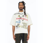 Cult's Oversized Short Sleeve Crew Neck Tee "Graffiti" 260 Grams In Winter White  626B8-K34A