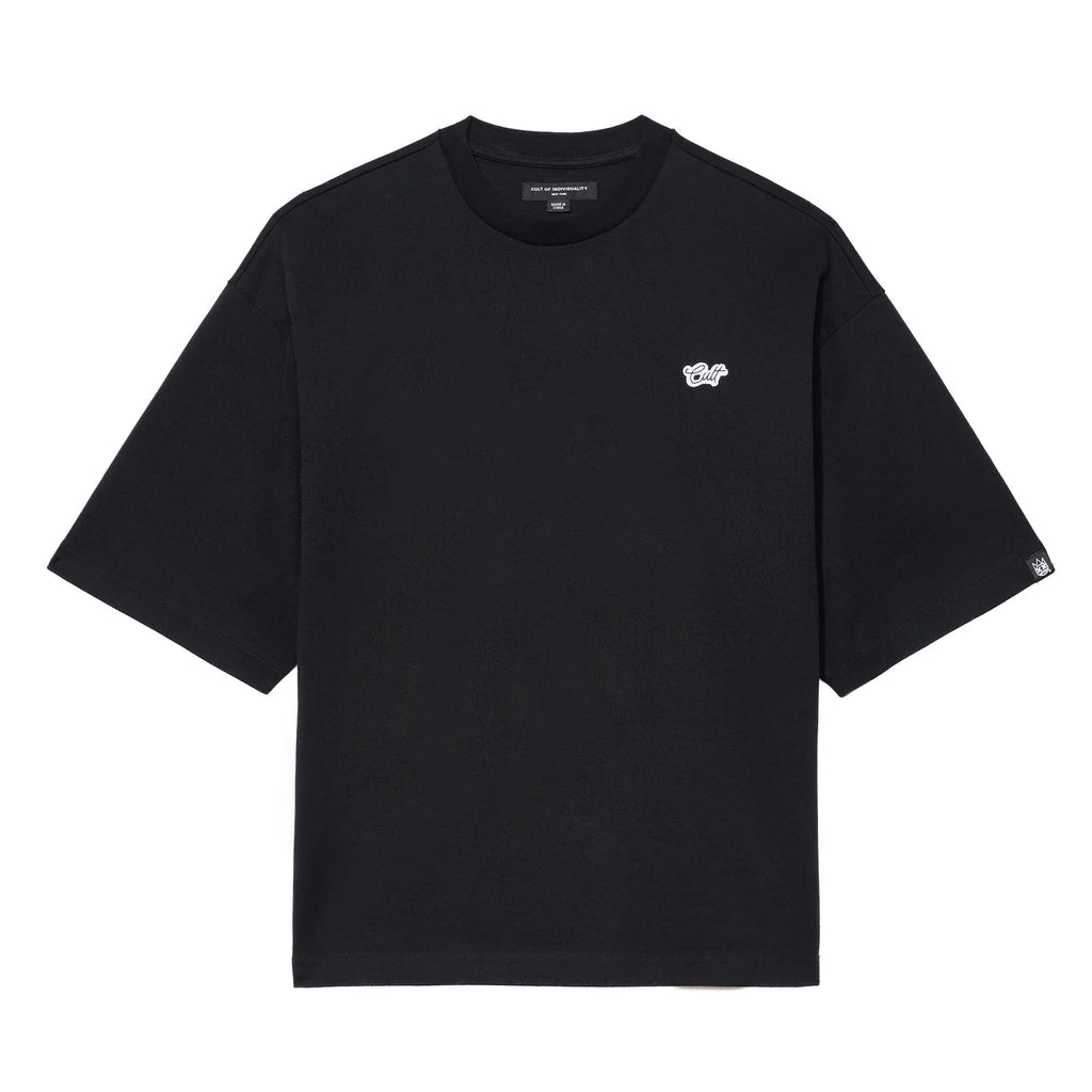 Cult's Oversized Short Sleeve Crew Neck Tee In Black  626BC-K97A