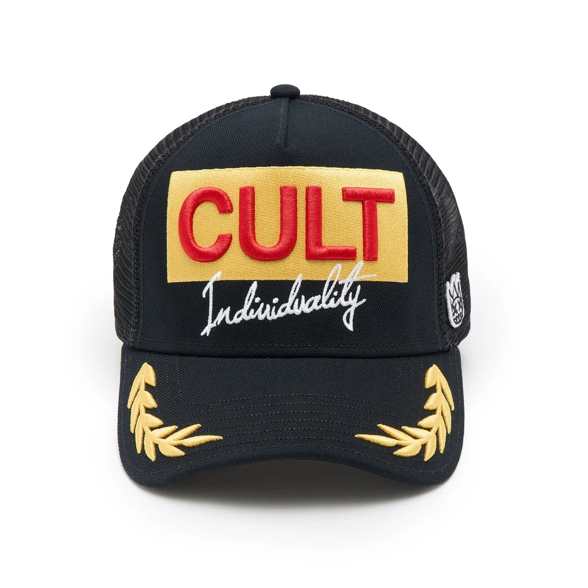 Cult's Logo Mesh Back Trucker Hat "Cult Racing" in Black  625BC-CH80A