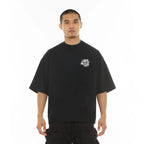 Cult's Oversized Short Sleeve Crew Neck Tee "Splatter Logo" in Black 626A5-K22A