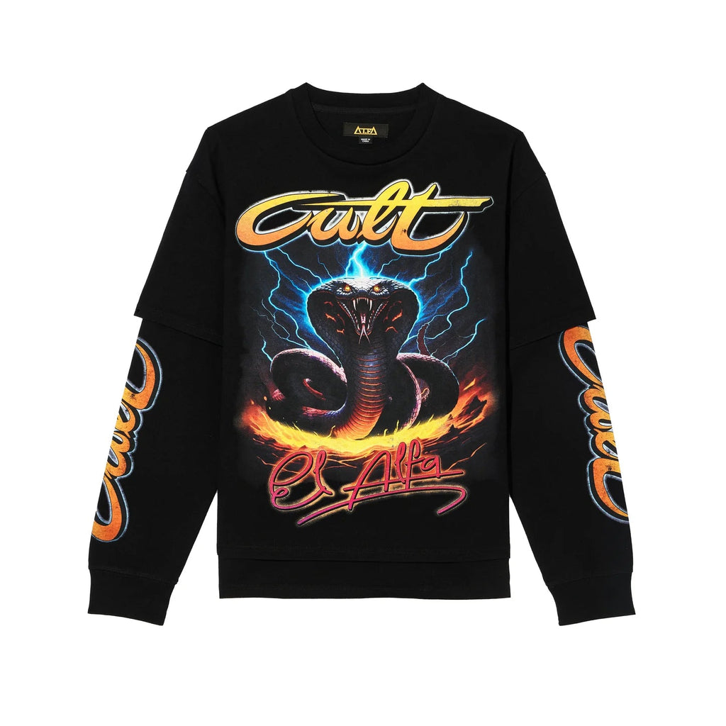 Cult x El Alfa Premium Long Sleeve Thermal Shirt "Cobra" in Black 625B8-LS26A