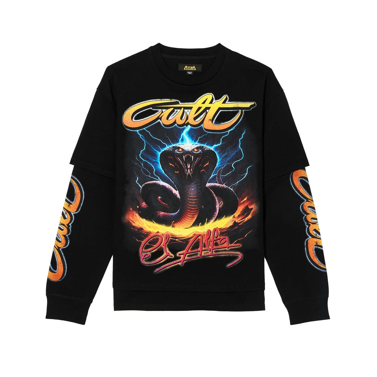 Cult x El Alfa Premium Long Sleeve Thermal Shirt "Cobra" in Black 625B8-LS26A