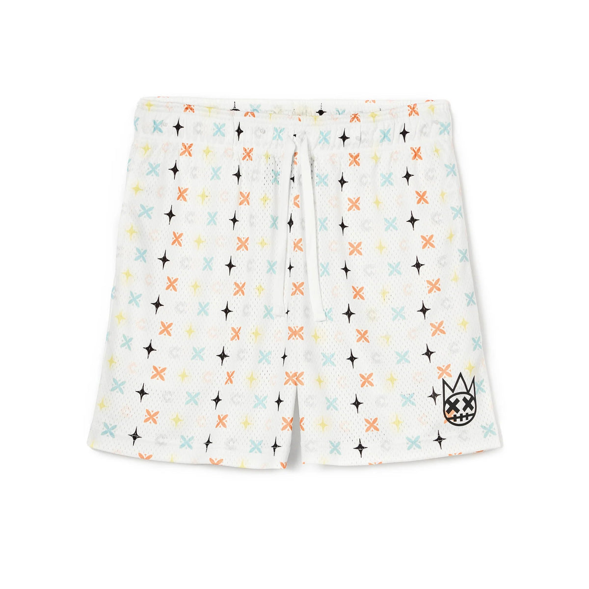 Cult's Mesh Shorts in Cult Repeat Pattern White