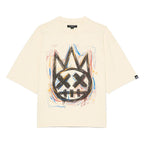Cult's Oversized Short Sleeve Crew Neck Tee "Scribble Logo" in Winter White S626A5-K39A