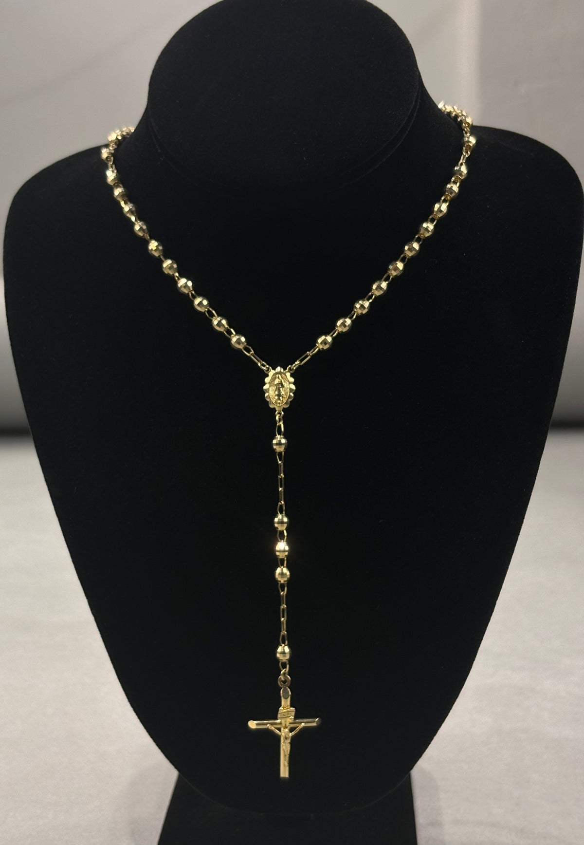 Devotional 14k Pure Gold Rosary Necklace