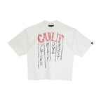 Cult's Oversized Heavyweight Boxy Short Sleeve Crew Neck Tee "C.U.L.T." in White 625B9-K32A