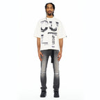 Cult's Oversized Short Sleeve Crew Neck Tee "Cult Newspaper" 260 Gr In Winter White  626B8-K29A
