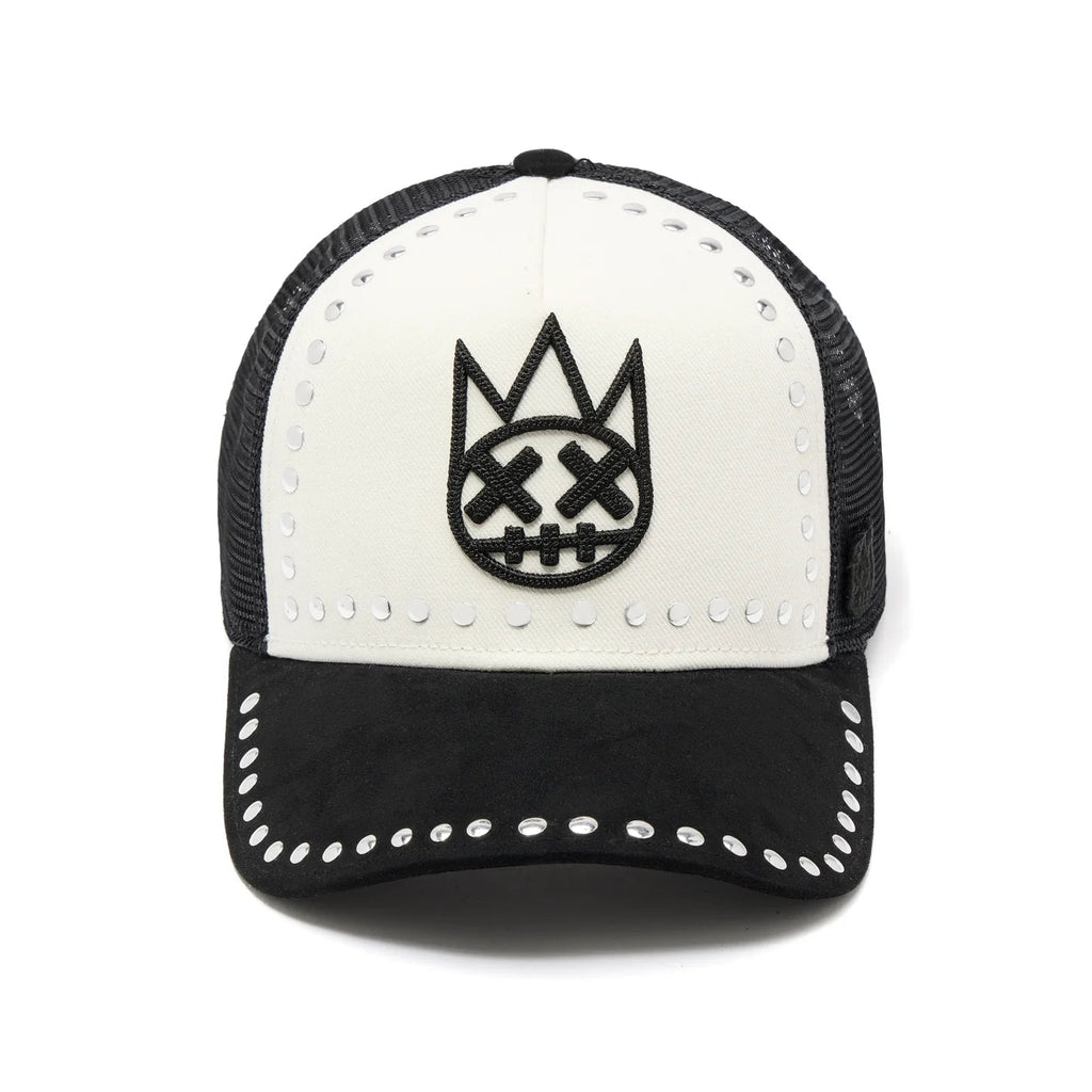 Cult's Mesh Back Trucker Hat "Divine Sounds" In Black/White 626BC-CH59A