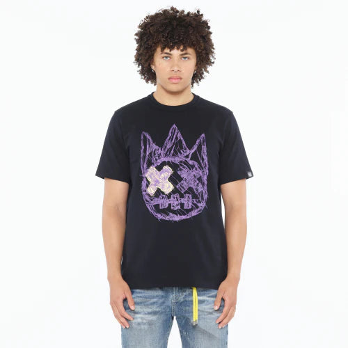 Short Sleeve Crew Neck Tee "Shattered Logo" in Black