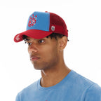 CLEAN LOGO MESH BACK TRUCKER IN VINTAGE BLUE