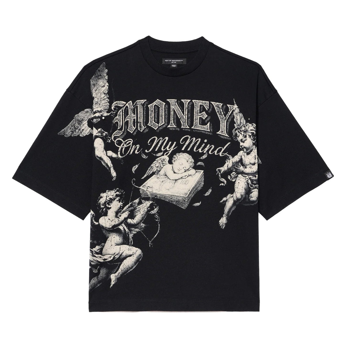 Cult's Oversized Short Sleeve Crew Neck Tee "Money On My Mind" 260 In Black 626B7-K36A