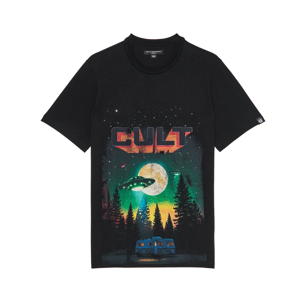 Cult's Short Sleeve Crew Neck Tee "Aliens" in Black  626A1-K23A