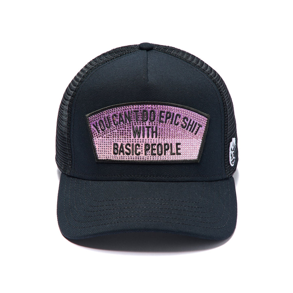 Cult's Mesh Trucker Hat "Epic Shit" Crystals In Black  626AC-CH84A