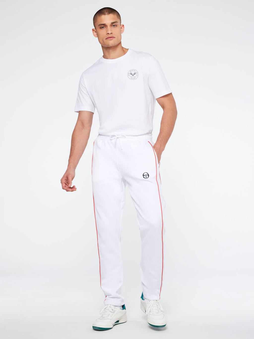 AMISCORA TRACK PANTS ARCHIVIO-WHITE/GRENADINE/JOLLY GREEN