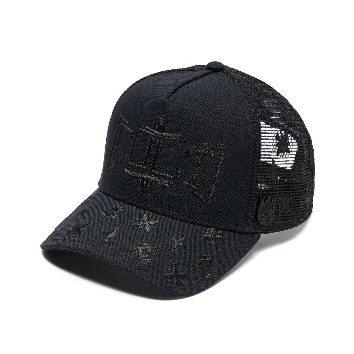 Cult's Mesh Back Trucker Hat "Rope Logo" In Black 626BC-CH49A