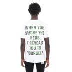 SHORT SLEEVE CREW NECK TEE "GANJA" IN WHITE
