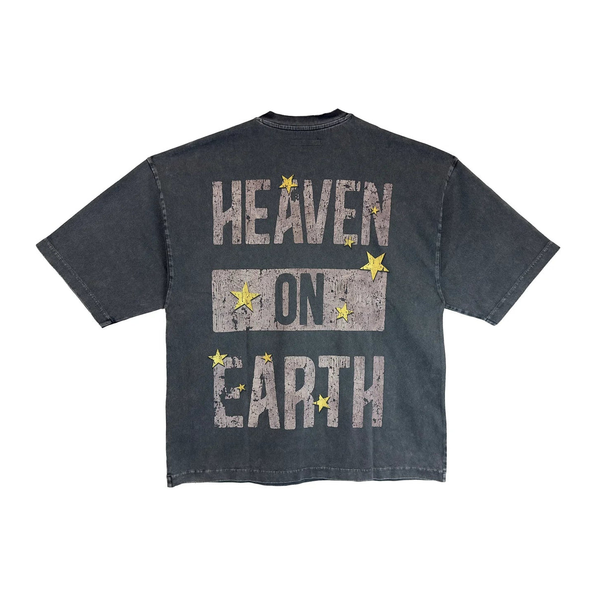 Cult's Oversized Heavyweight Boxy Short Sleeve Crew Neck Tee "Cherubs" in Vintage Charcoal 625B7-K29A-XS