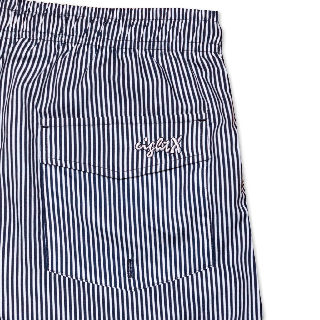 Eight X Men's Striped Slim Fit Swim Trunks - Navy