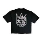 Cult's Oversized Heavyweight Boxy Short Sleeve Crew Neck Tee "Instruments" in Black 625B7-K20A-S
