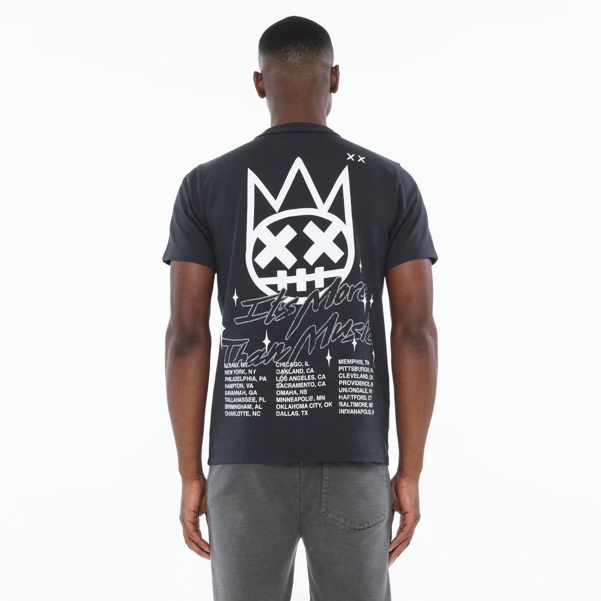 Crew Neck Tee "More Than Music" in Steel