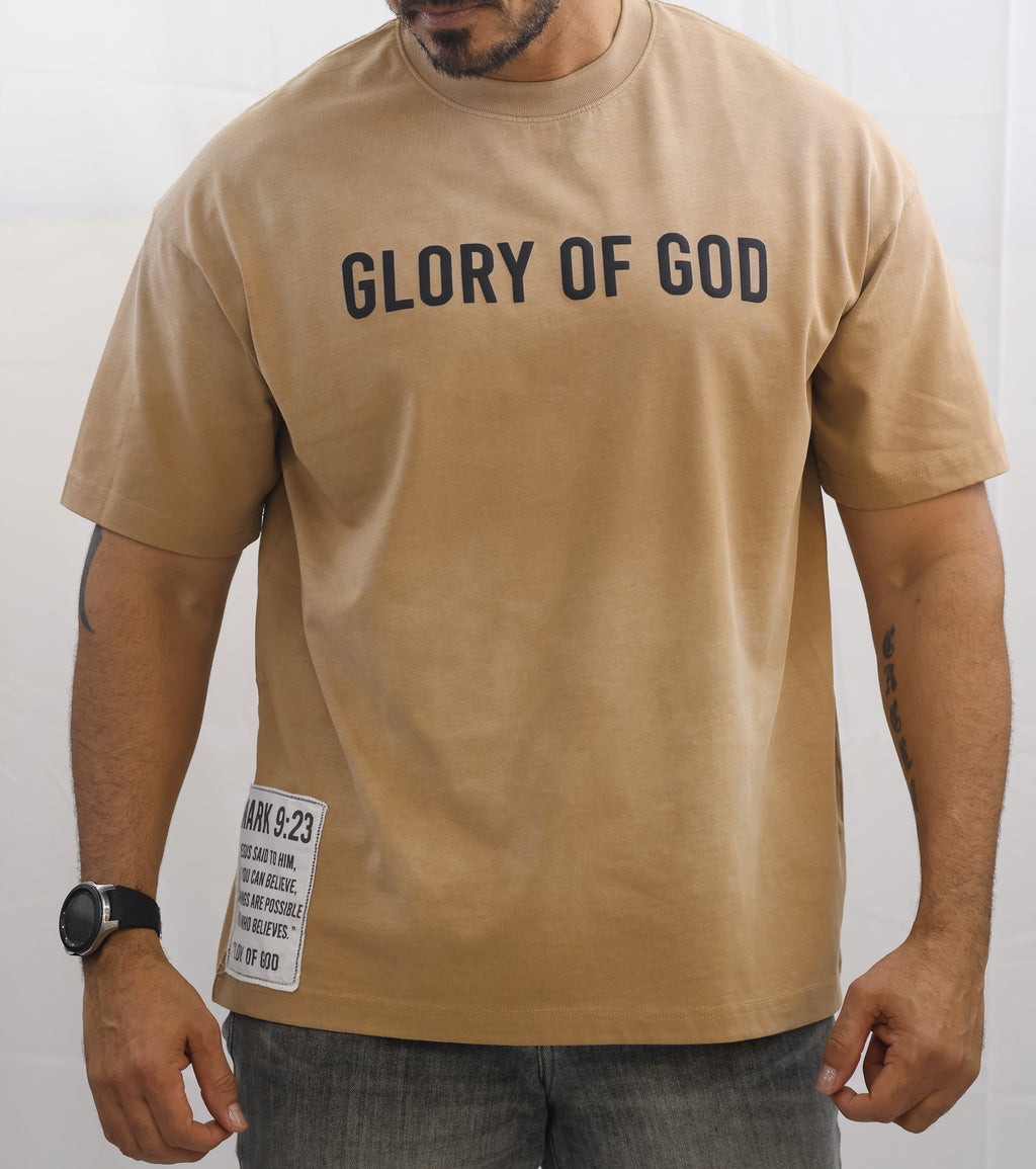 Glory of God Oversized T-Shirt - Ultra-Soft Cotton in Beige with Black Font